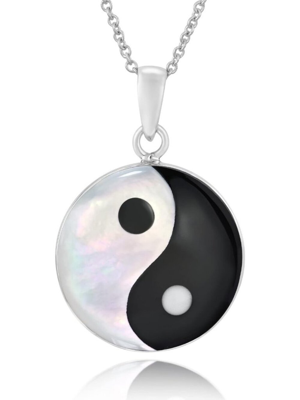 Yin Yang Balance Necklace .925 Sterling Silver, Unisex 18" Chain, Stylish Gift